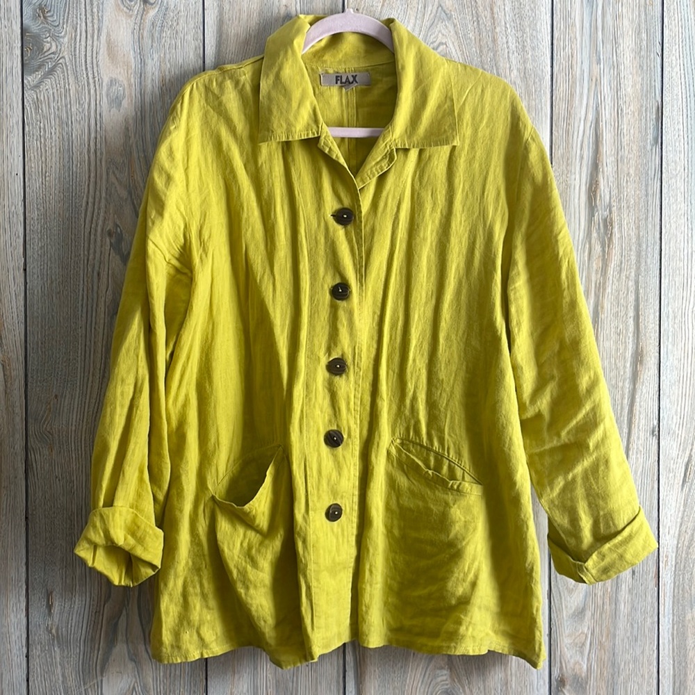 100% Linen FLAX Long Sleeve Button Up